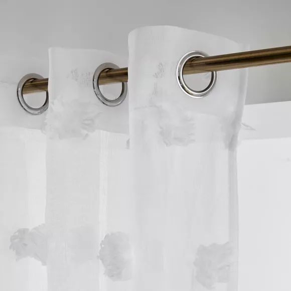 Eminza Voilage Oeillets Pompons (280 X 240 Cm) Suzie Blanc