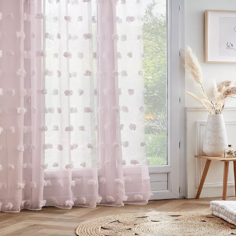 eminza Voilage oeillets pompons (280 x 240 cm) Suzie Rose