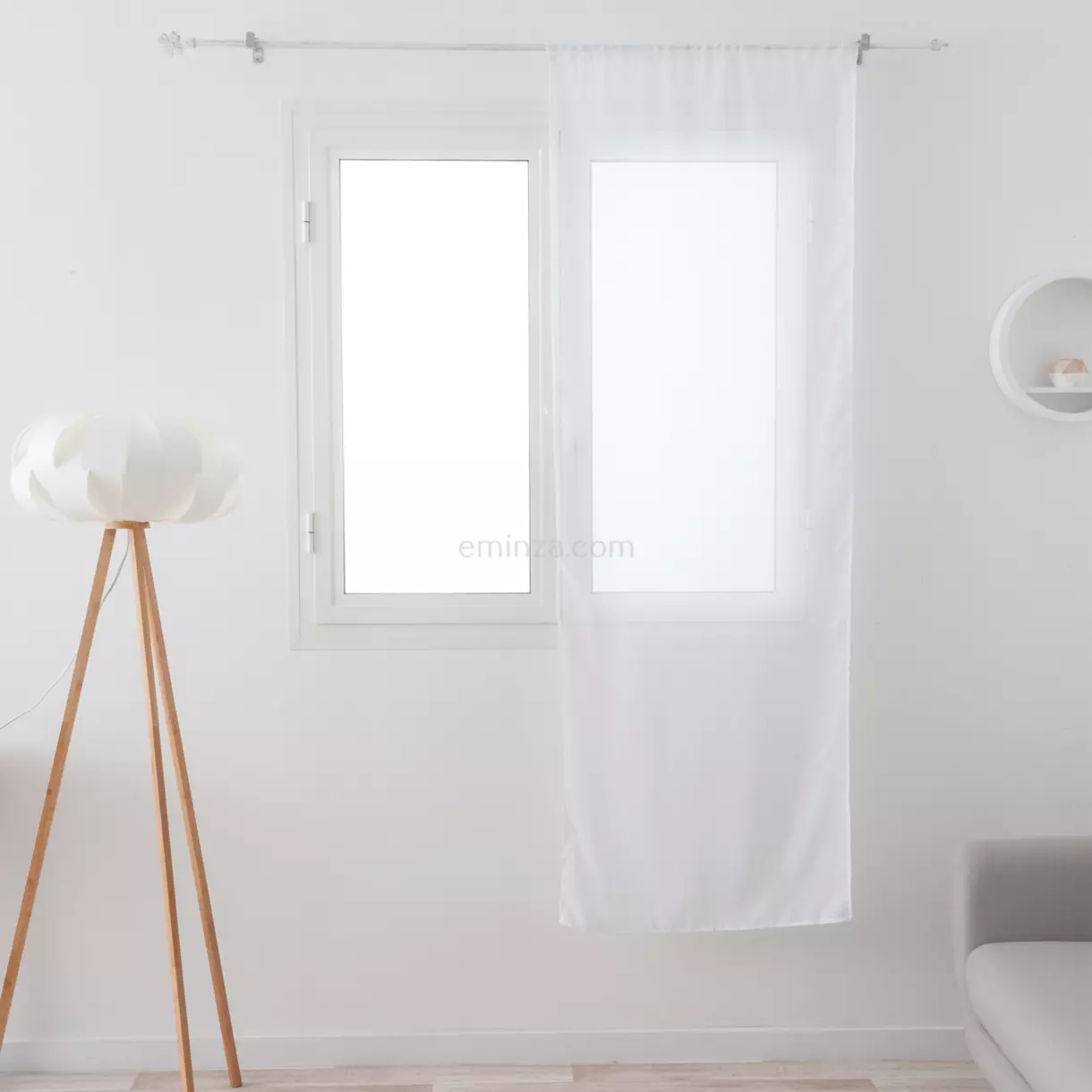 eminza Voilage vitrage (70 x 200 cm) Etamine givrée Blanc