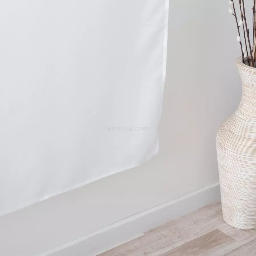 Eminza Voilage Vitrage (90 X 200 Cm) Etamine Givrée Blanc