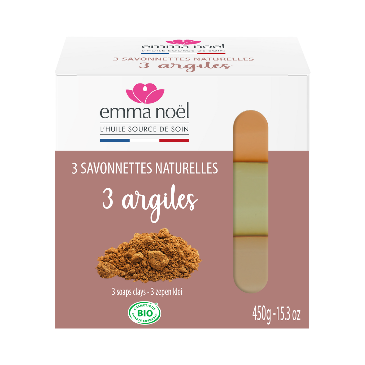 emma noël 3 savonnettes aux 3 argiles