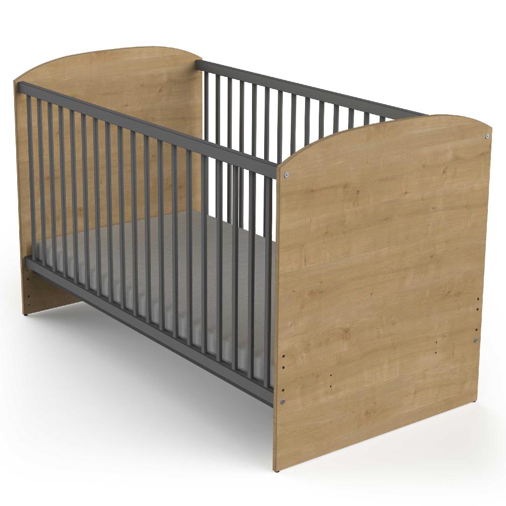 emob Babybed Gamin - 60x120cm - hoogte verstelbaar - eikdecor/donkergrijs