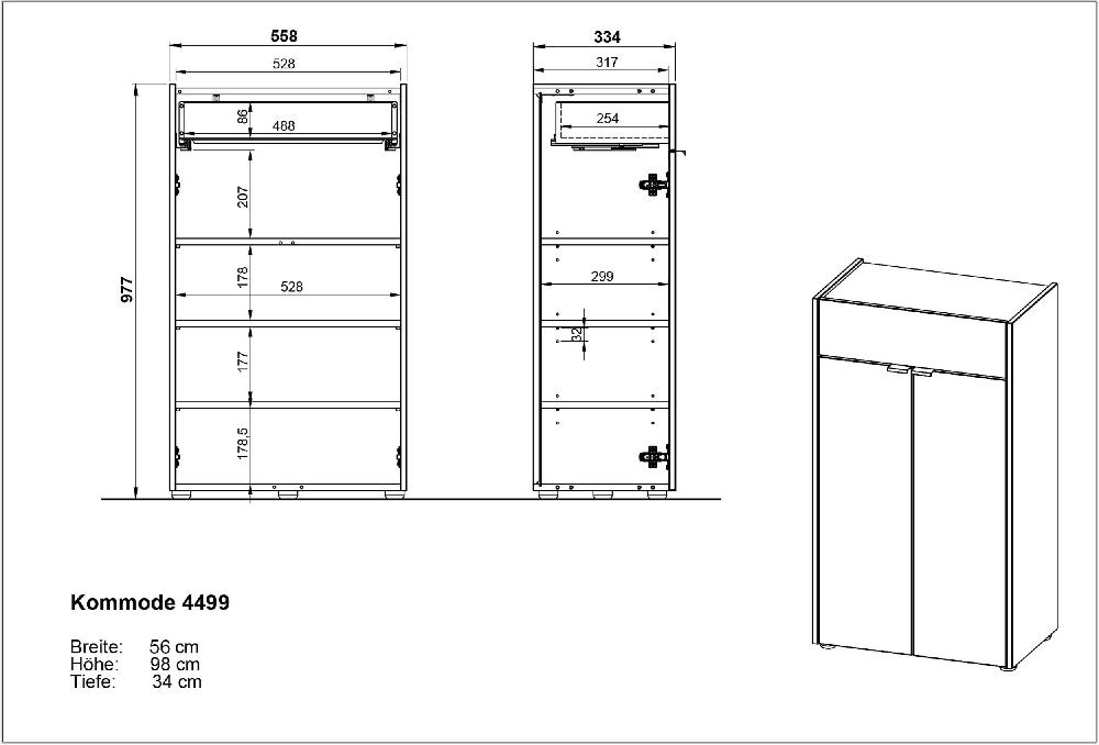 Emob Badkamerkastje Ferrano - 2 Deuren & 1 Lade - Grafiet/eikdecor