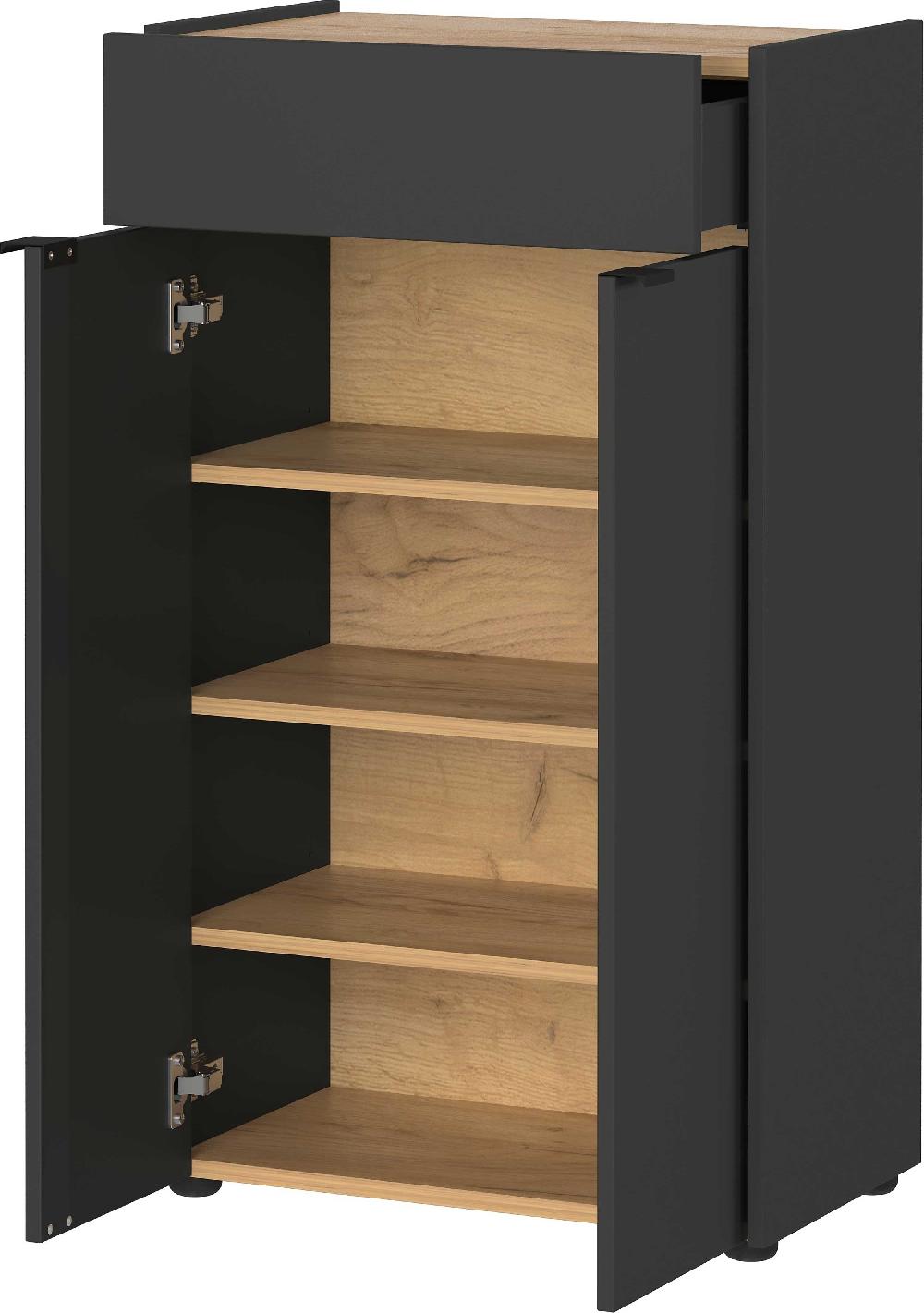 Emob Badkamerkastje Ferrano - 2 Deuren & 1 Lade - Grafiet/eikdecor