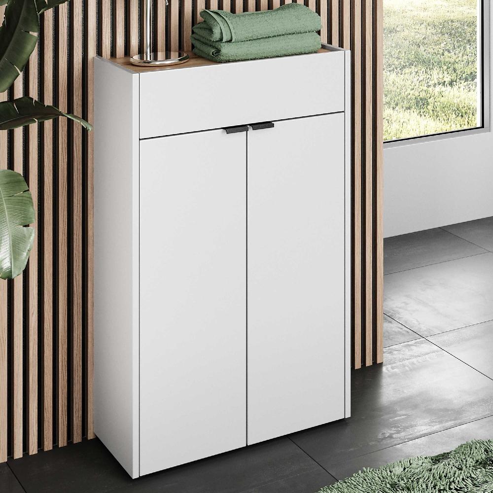 emob Badkamerkastje Ferrano - 2 deuren & 1 lade - wit/eikdecor