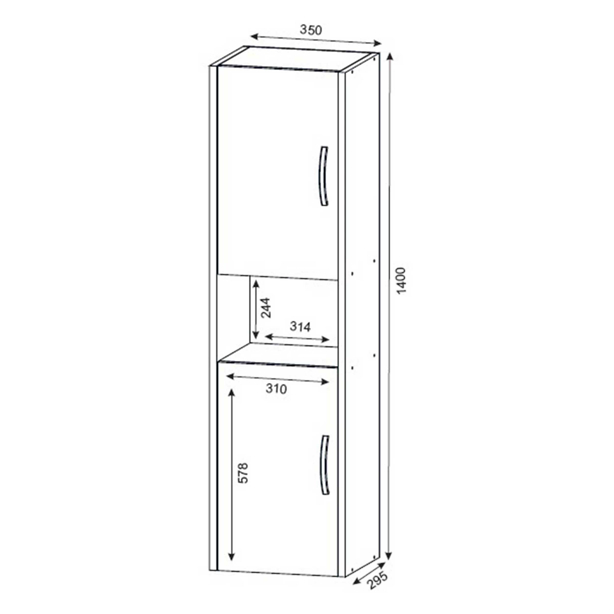 Emob Badkamerkolomkast Joe - 35x30x140cm - 2 Deuren - Wit