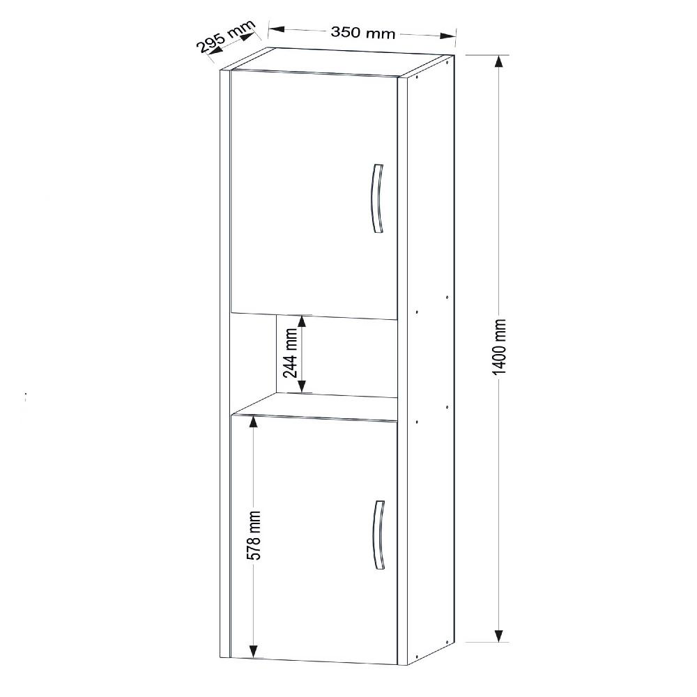 Emob Badkamerkolomkast Joe - 35x30x140cm - 2 Deuren - Wit