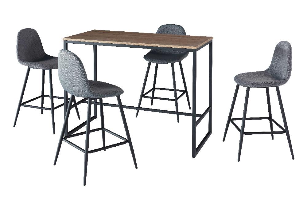 Emob Barset Menton 120x60 Met 4 Barstoelen - Bruin/grijs