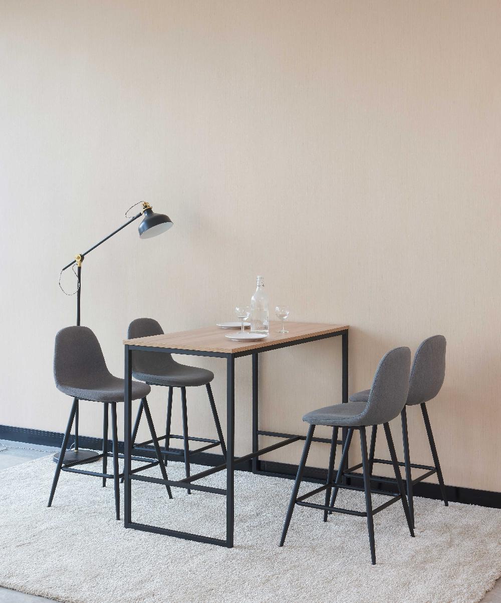 Emob Barset Menton 120x60 Met 4 Barstoelen - Bruin/grijs