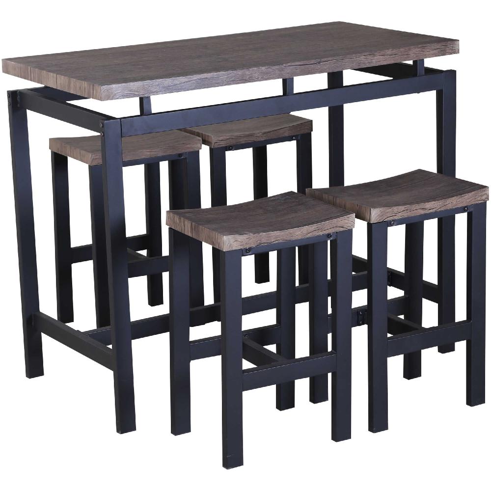 Emob Barset Mesin 120x60 Met 4 Barkrukken - Bruin/zwart