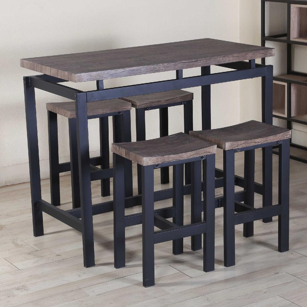 Emob Barset Mesin 120x60 Met 4 Barkrukken - Bruin/zwart
