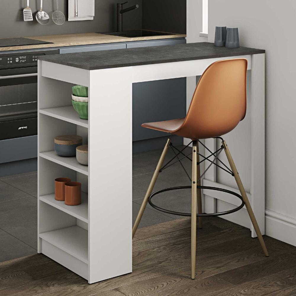 emob Bartafel Aravis 115x50 met opbergruimte - wit/beton