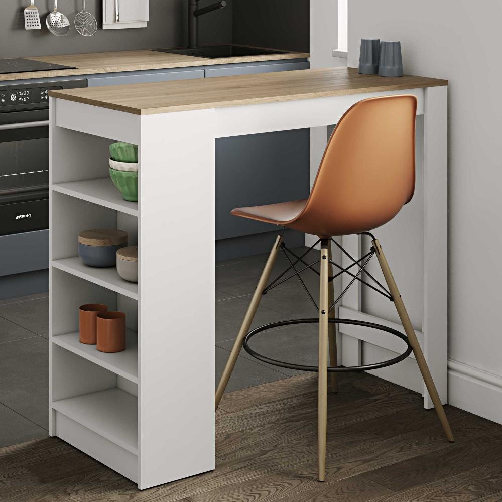 emob Bartafel Aravis 115x50 met opbergruimte - wit/eik