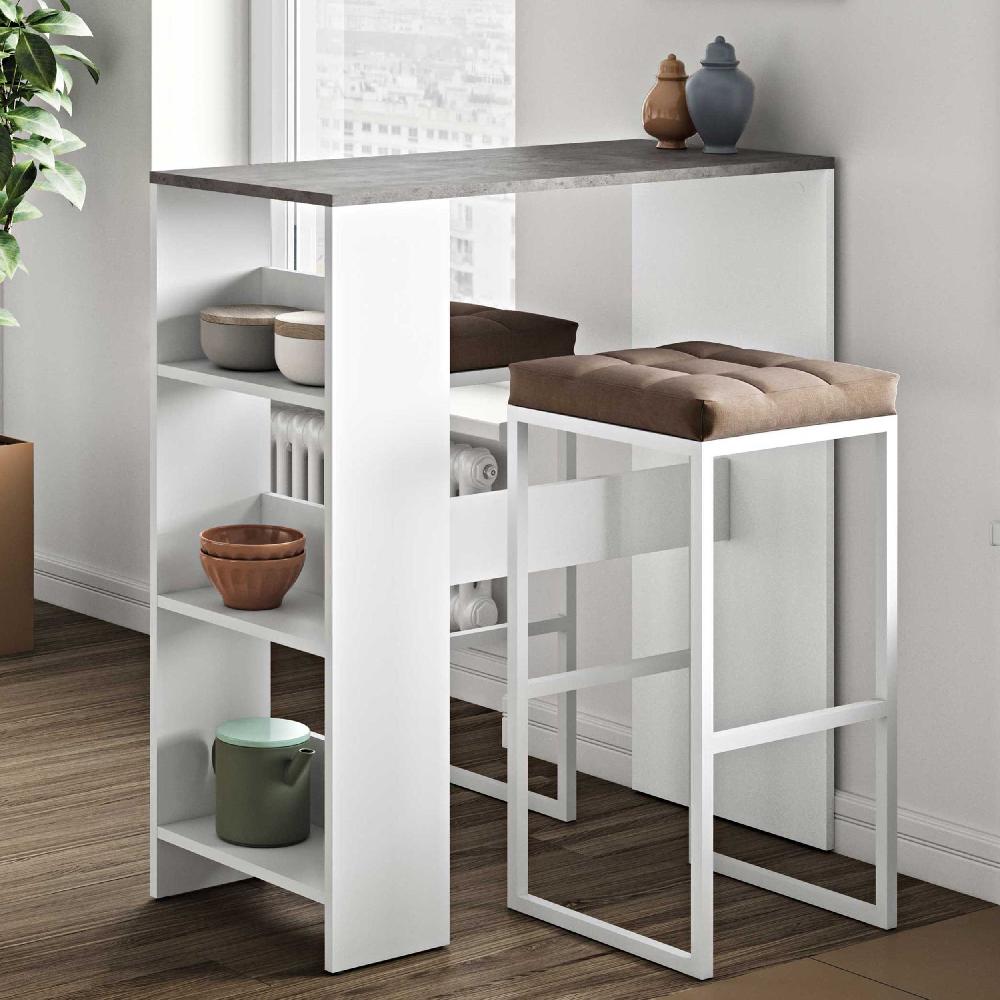 emob Bartafel Carnilla 94x40 met opbergruimte - wit/beton