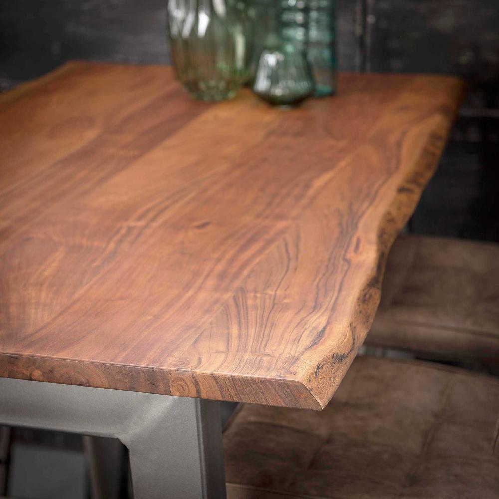 Emob Bartafel Edge 147x80 Met Acaciahout - Bruin/grijs