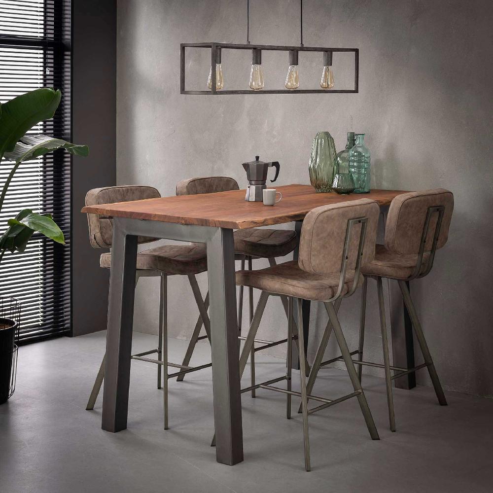 emob Bartafel Edge 147x80 met acaciahout - bruin/grijs