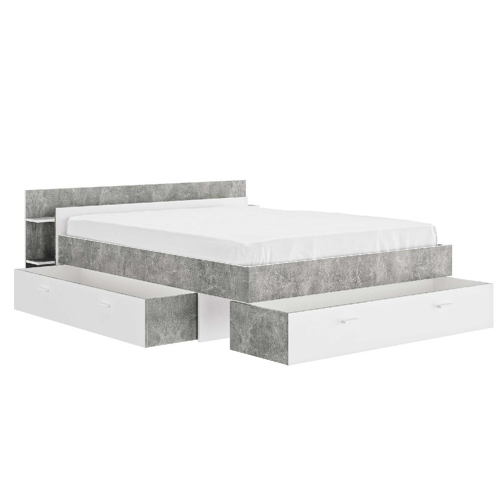 Emob Bed Met Opbergruimte Eveline 140x190 - Wit/beton