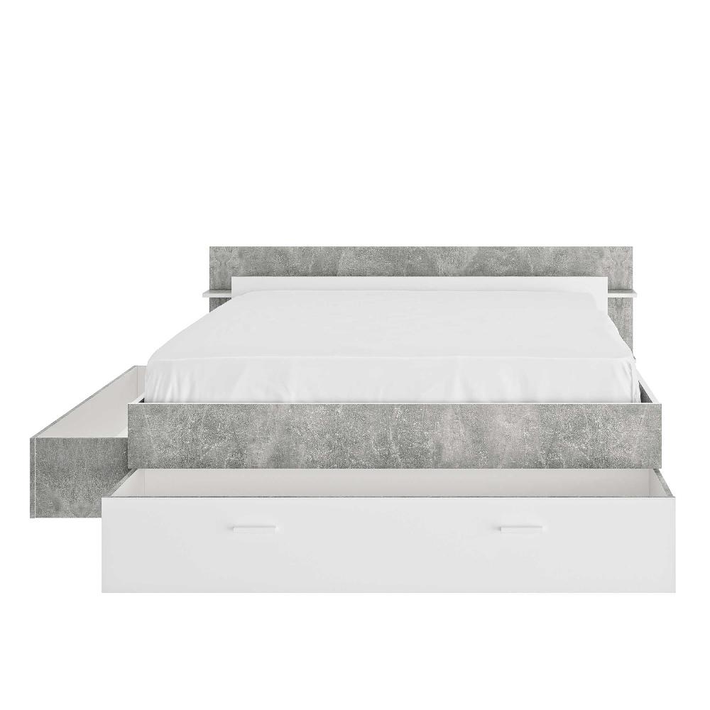 Emob Bed Met Opbergruimte Eveline 140x190 - Wit/beton
