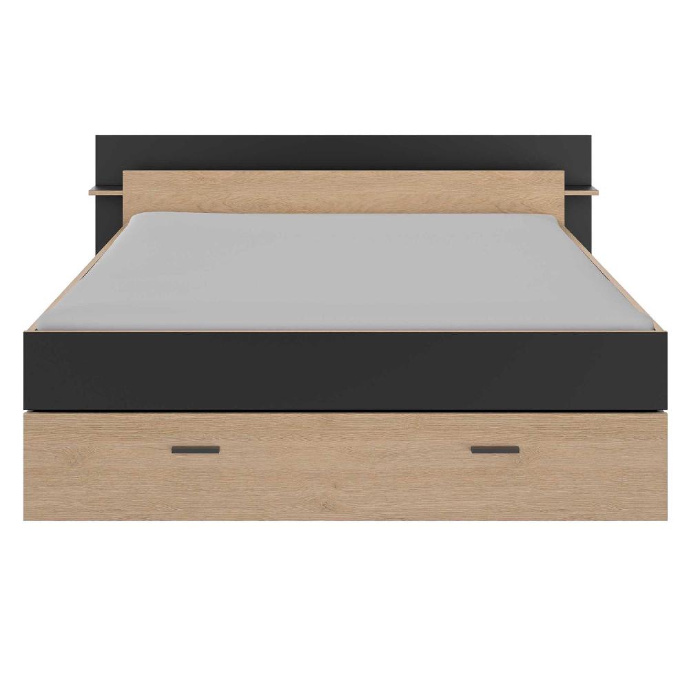 Emob Bed Met Opbergruimte Eveline 160x200 - Zwart/kastanjehout