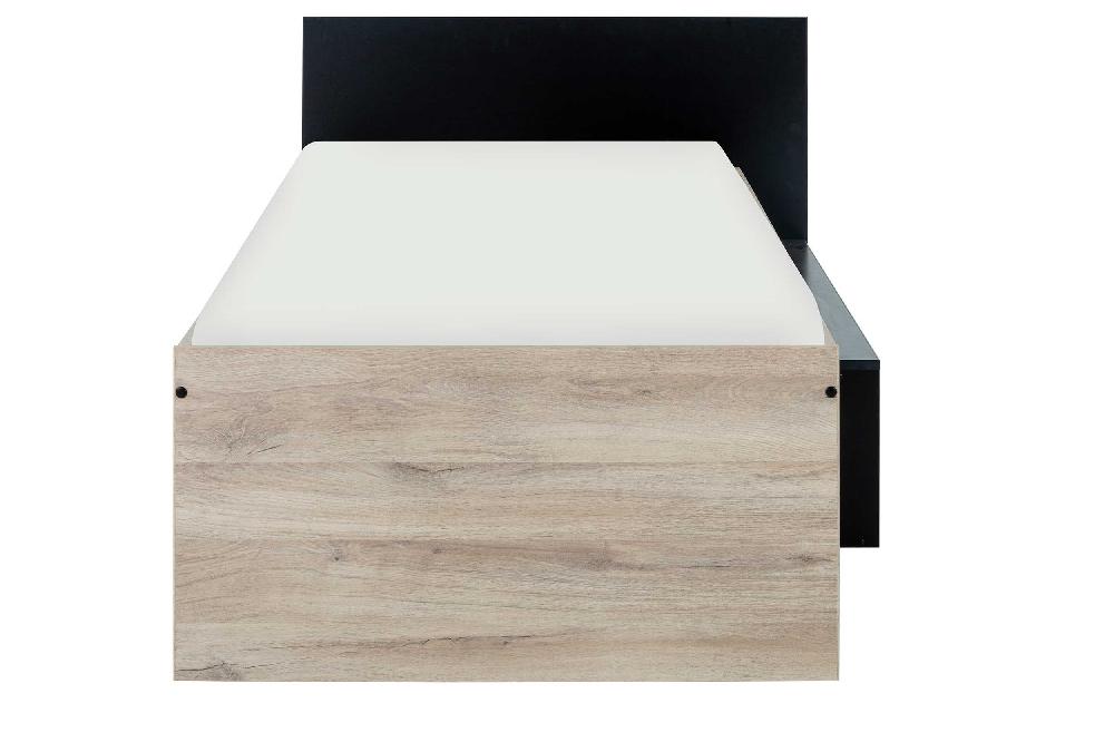 Emob Bed Met Opbergruimte Quinten 90x200 - Lichte Kronberg Eik/zwart