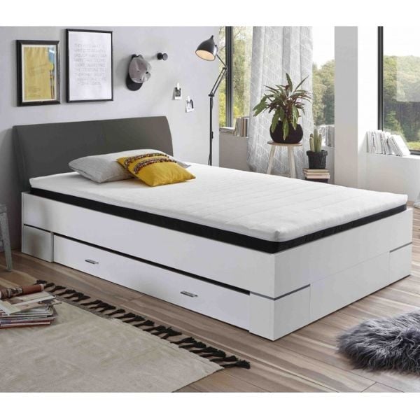 Emob Bed Met Opbergruimte Zeger 140 X 200 - Wit/antraciet