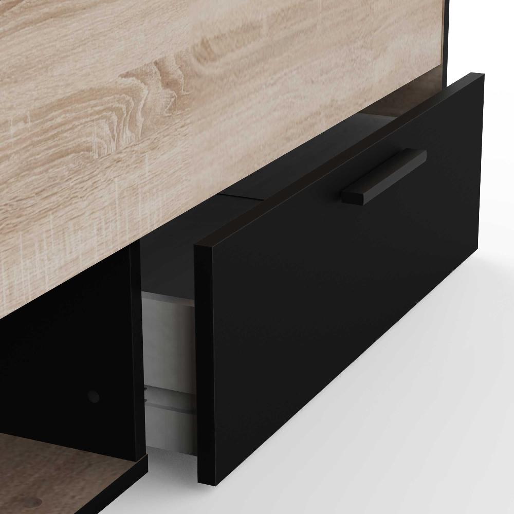 Emob Bed Micheline 160 X 200 Cm - Geborstelde Eik/matzwart