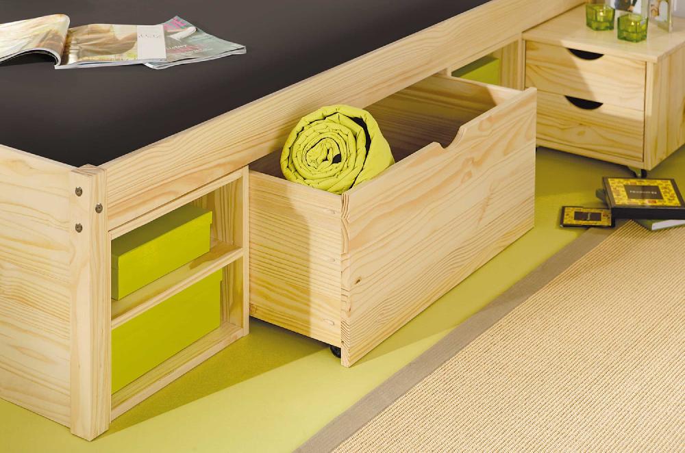 Emob Bed Xavier 180x200cm Met Opbergruimte - Dennenhout