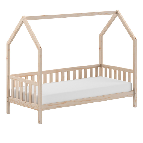 Emob Bedhuisje Home - 90x200 Cm - Met Hekje - Wit Dennenhout