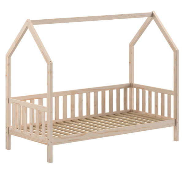 Emob Bedhuisje Home - 90x200 Cm - Met Hekje - Wit Dennenhout