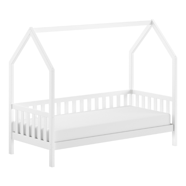 Emob Bedhuisje Home - 90x200 Cm - Met Hekje - Wit Dennenhout