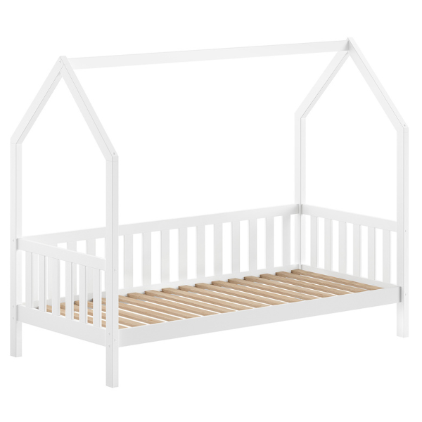 Emob Bedhuisje Home - 90x200 Cm - Met Hekje - Wit Dennenhout