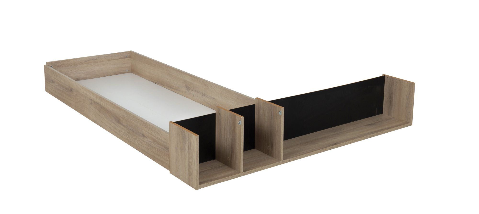 Emob Bedlade Met Open Vakken Voor Twijfelaar Castle 120x200 - Eik/zwart