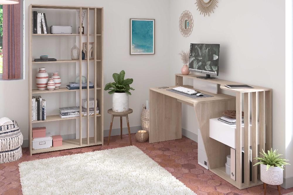 Emob Boekenkast Bloom-183cm-4 Legplanken-Japans Eikenhout