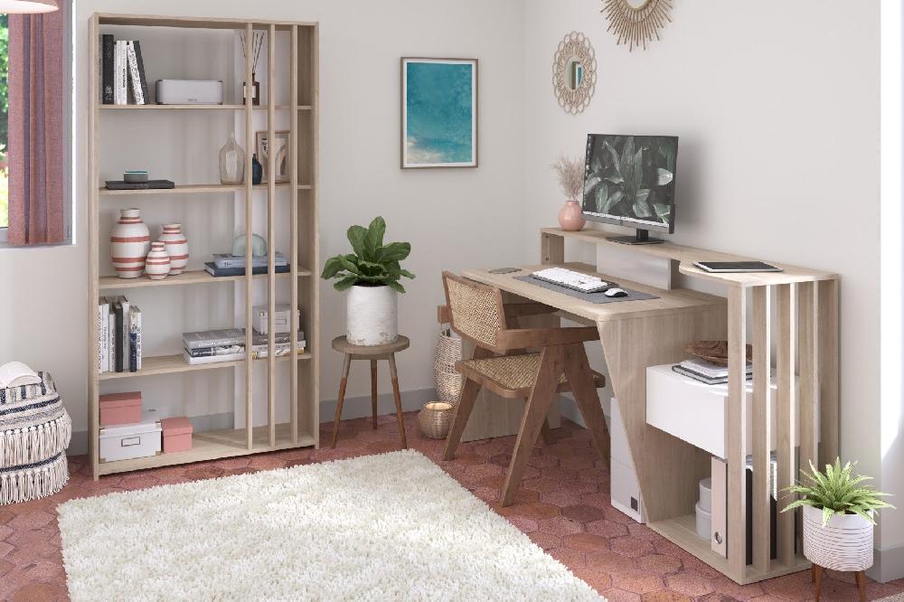 Emob Boekenkast Bloom-183cm-4 Legplanken-Japans Eikenhout