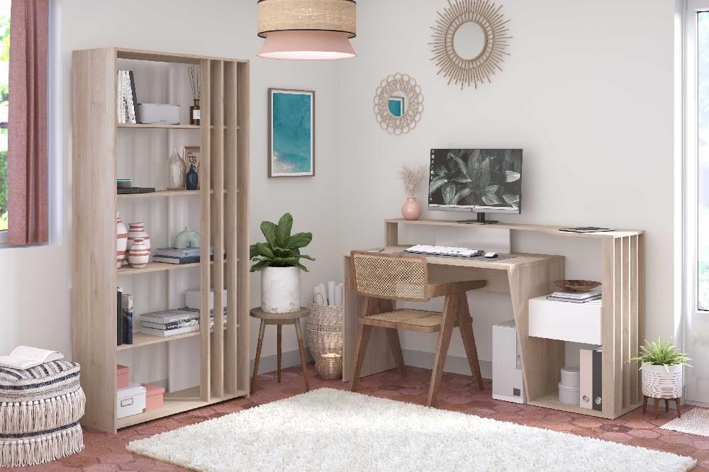 Emob Boekenkast Bloom-183cm-4 Legplanken-Japans Eikenhout