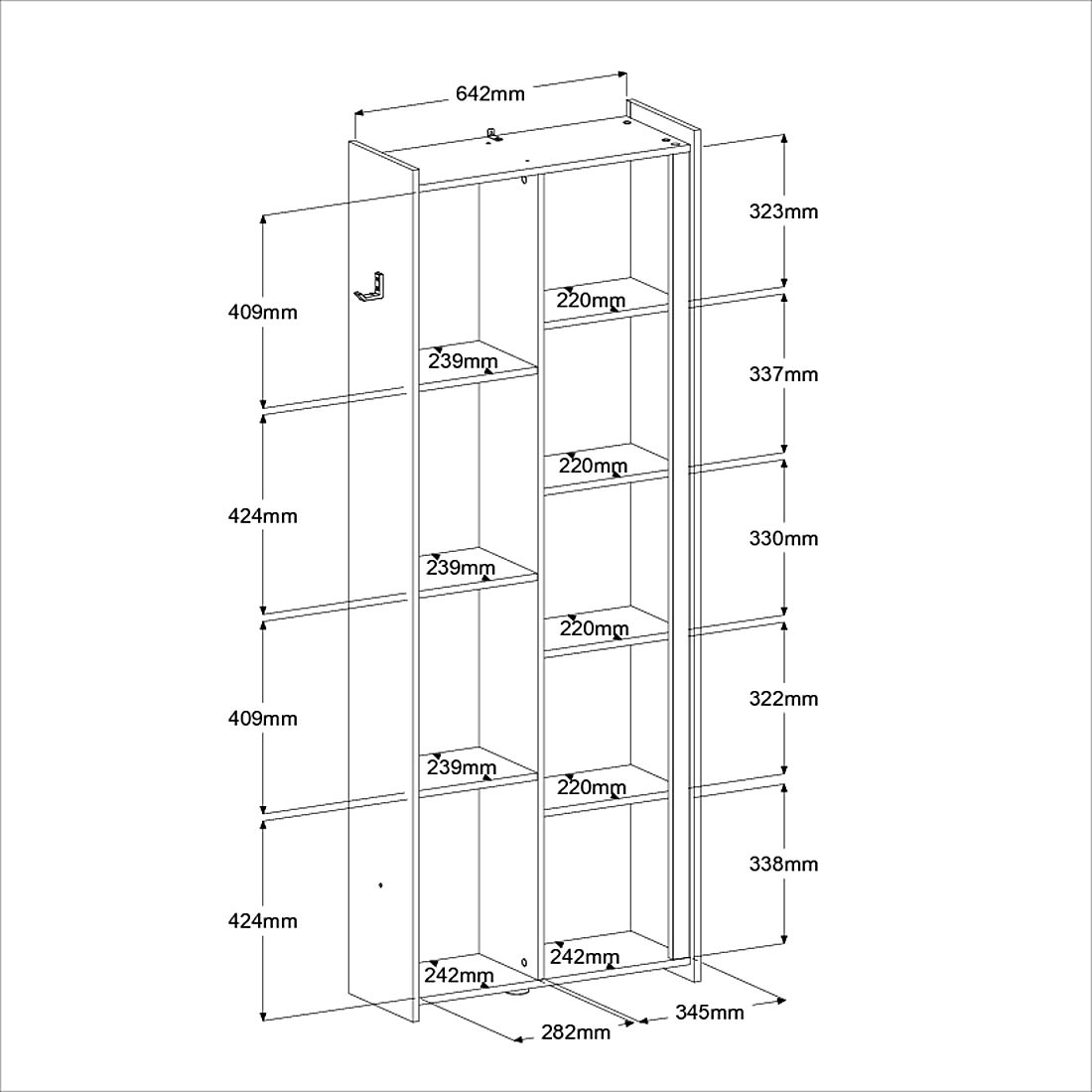 Emob Boekenkast LevelUp 67cm Met Ledverlichting - Zwart/wit