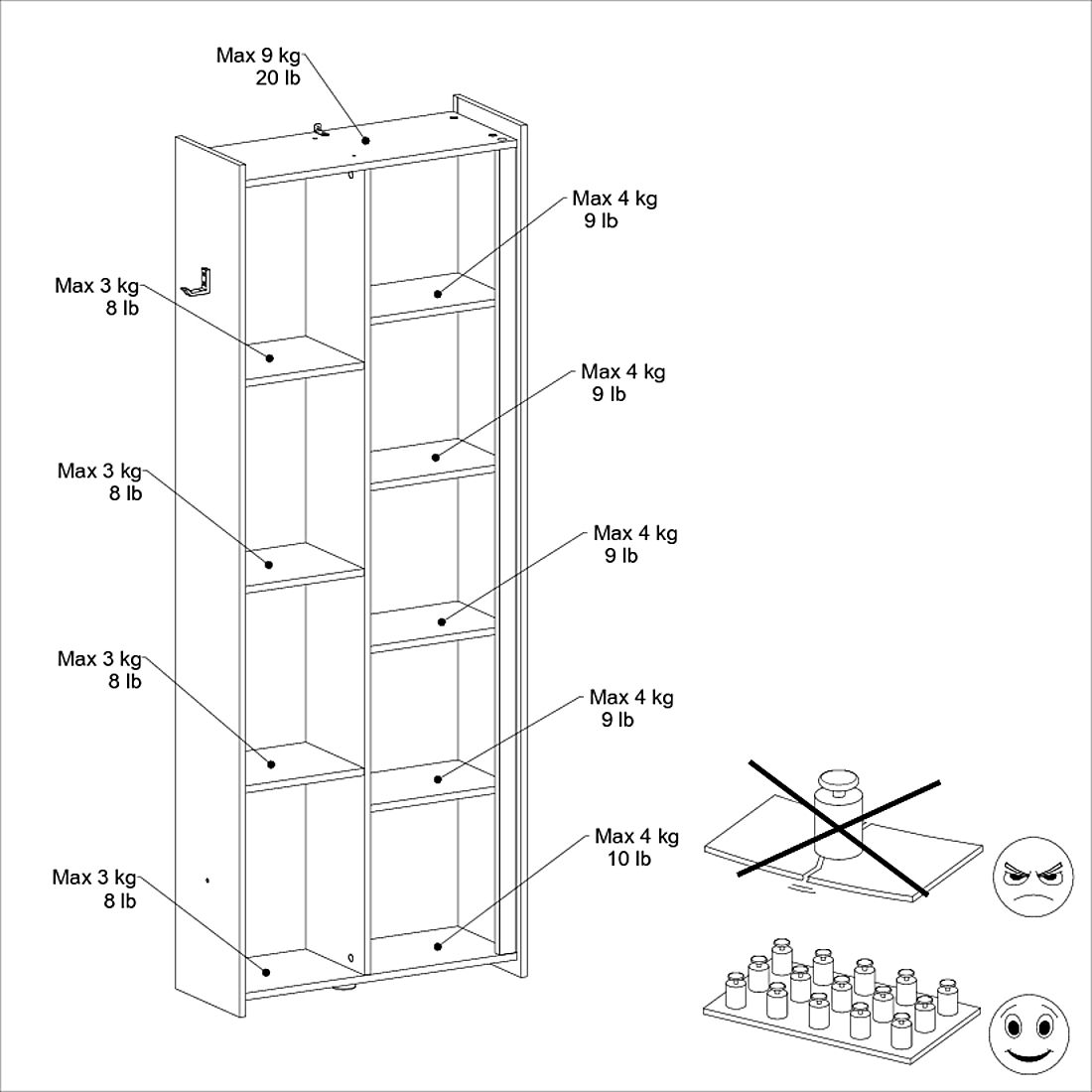 Emob Boekenkast LevelUp 67cm Met Ledverlichting - Zwart/wit
