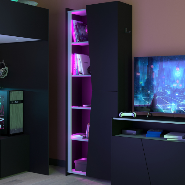 emob Boekenkast LevelUp 67cm met ledverlichting - zwart/wit