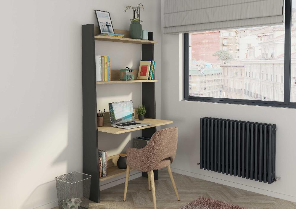 Emob Boekenkast Quinty Met Laptoptafel 95cm 3 Legplanken - Eik Decor/ Grijs