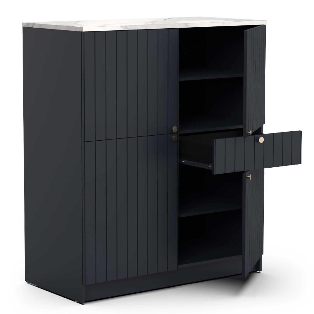 Emob Buffetkast Chester - 4 Deuren & 1 Lade - Indigo/marmer