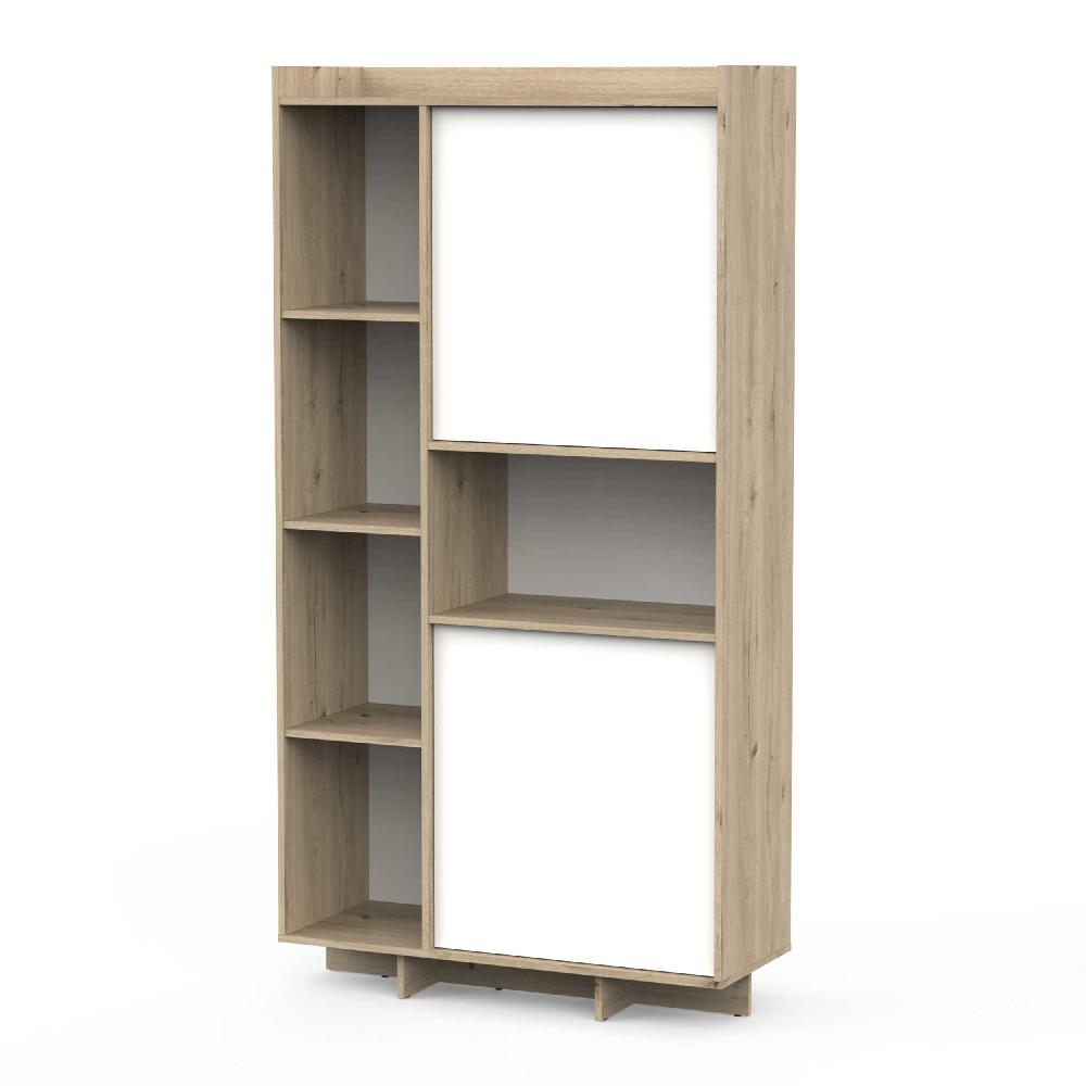 Emob Buffetkast Leda - 95x36x182cm - 2 Deuren - Wit/eikdecor
