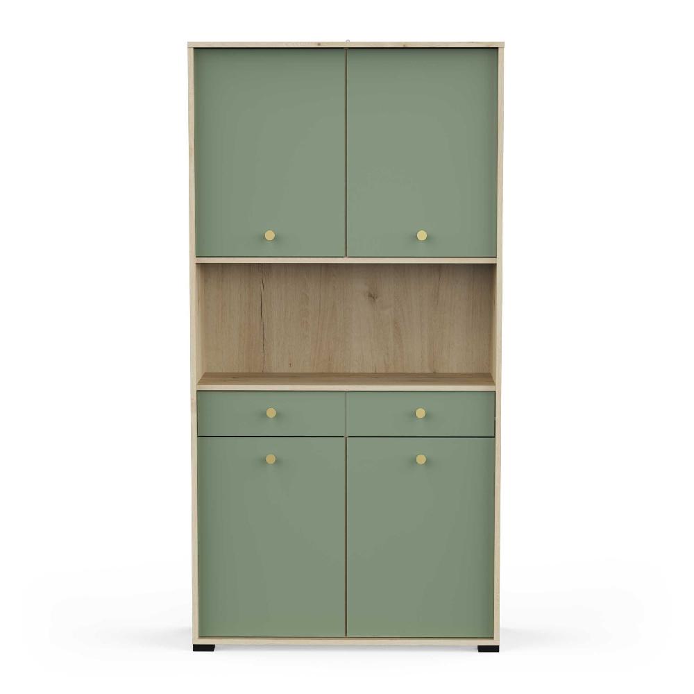 Emob Buffetkast Pistache - 103x40x203cm - 4 Deuren & 2 Lades - Groen