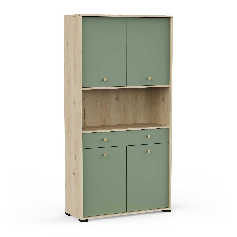 Emob Buffetkast Pistache - 103x40x203cm - 4 Deuren & 2 Lades - Groen