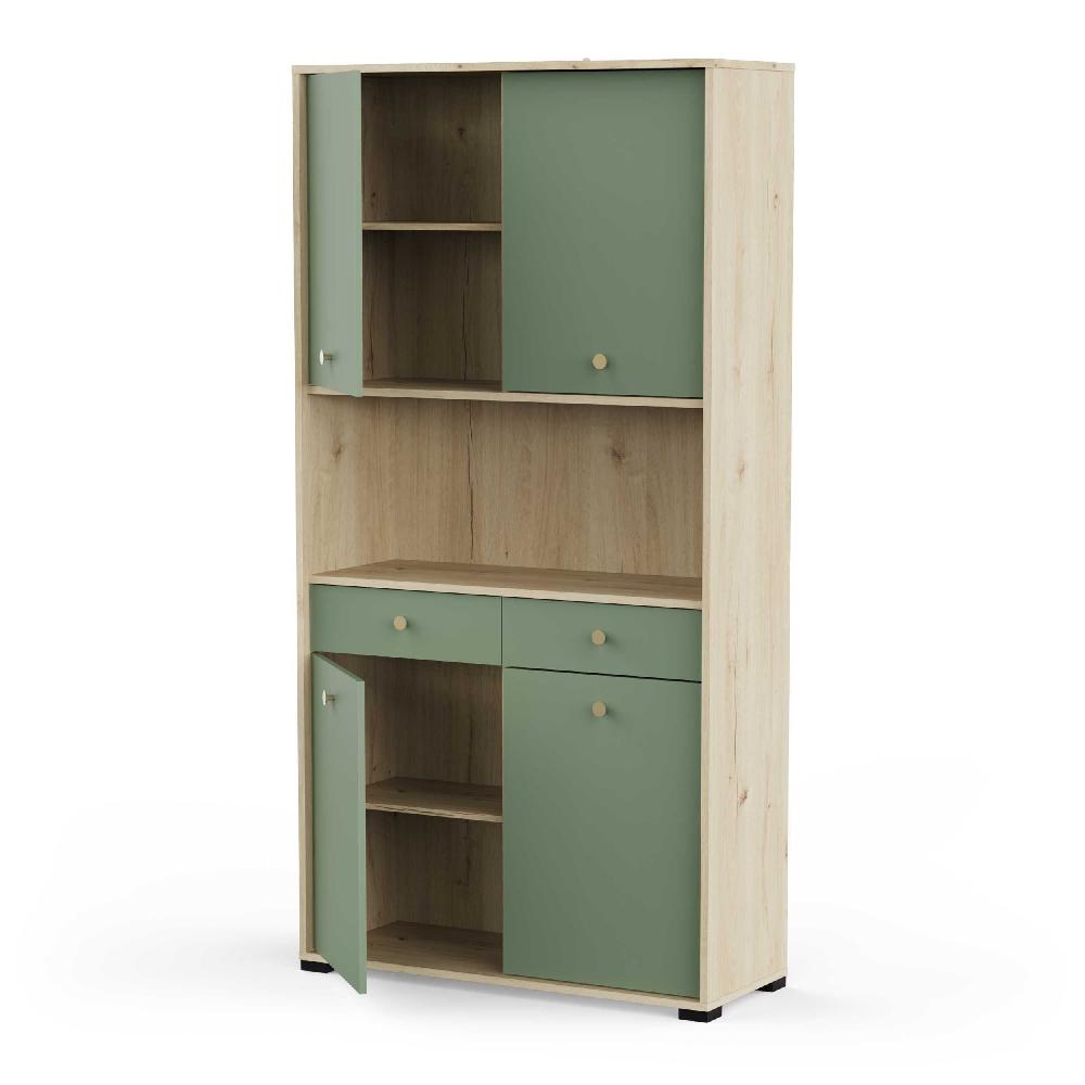 Emob Buffetkast Pistache - 103x40x203cm - 4 Deuren & 2 Lades - Groen