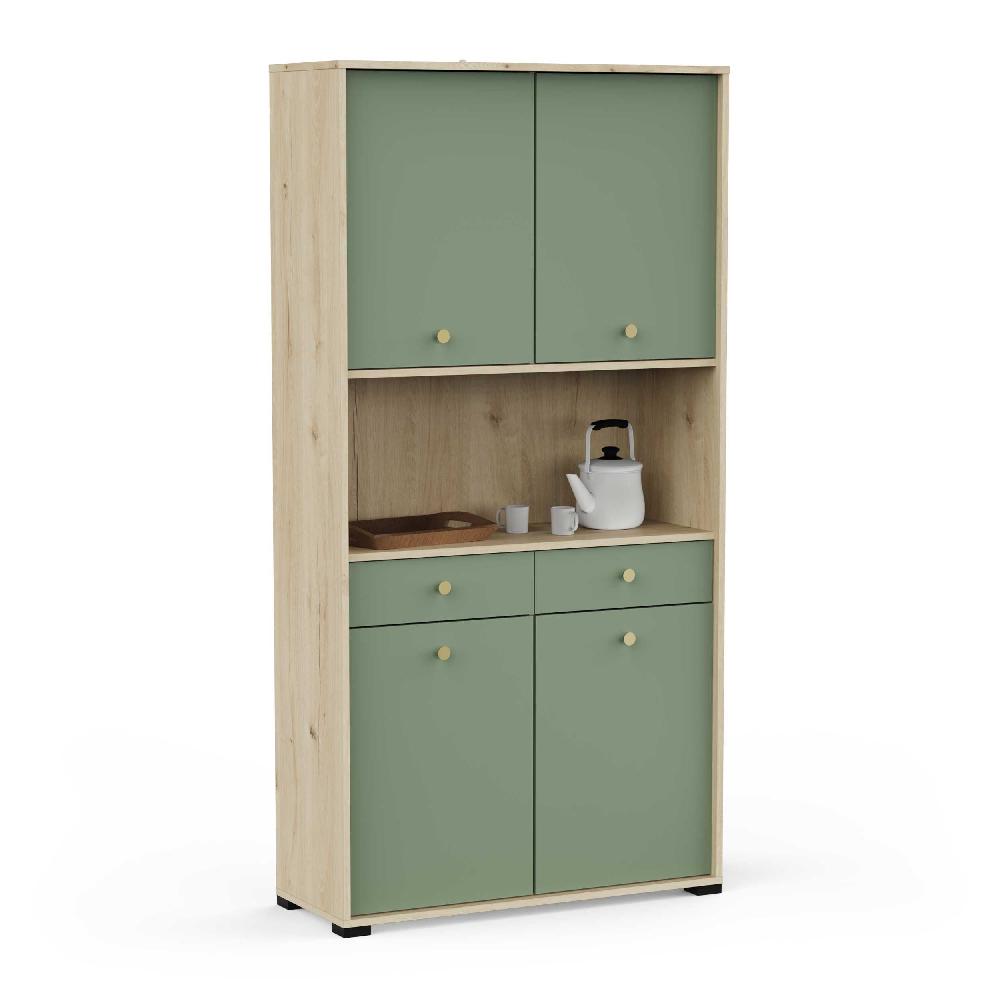 emob Buffetkast Pistache - 103x40x203cm - 4 deuren & 2 lades - groen