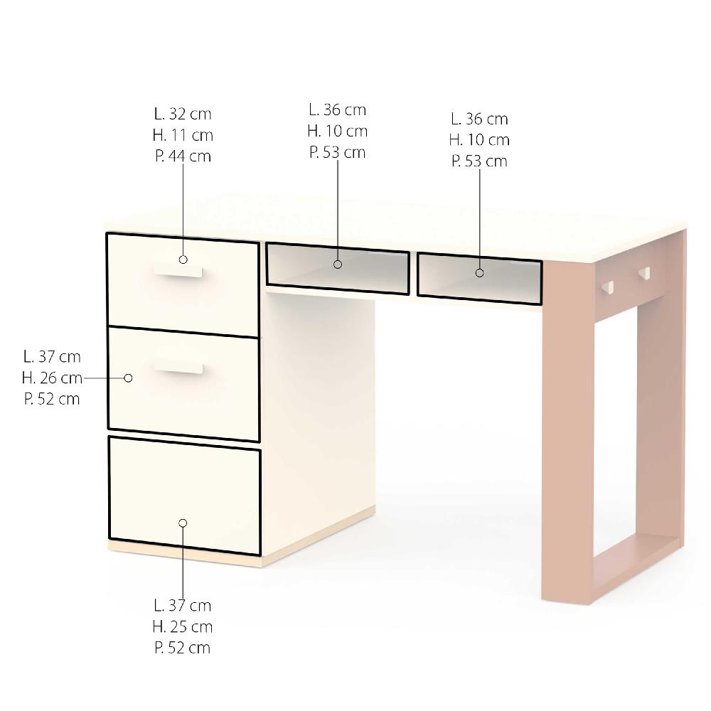 Emob Bureau Camillia - 120x60x76 5cm - Met Opbergruimte - Beige/terracotta