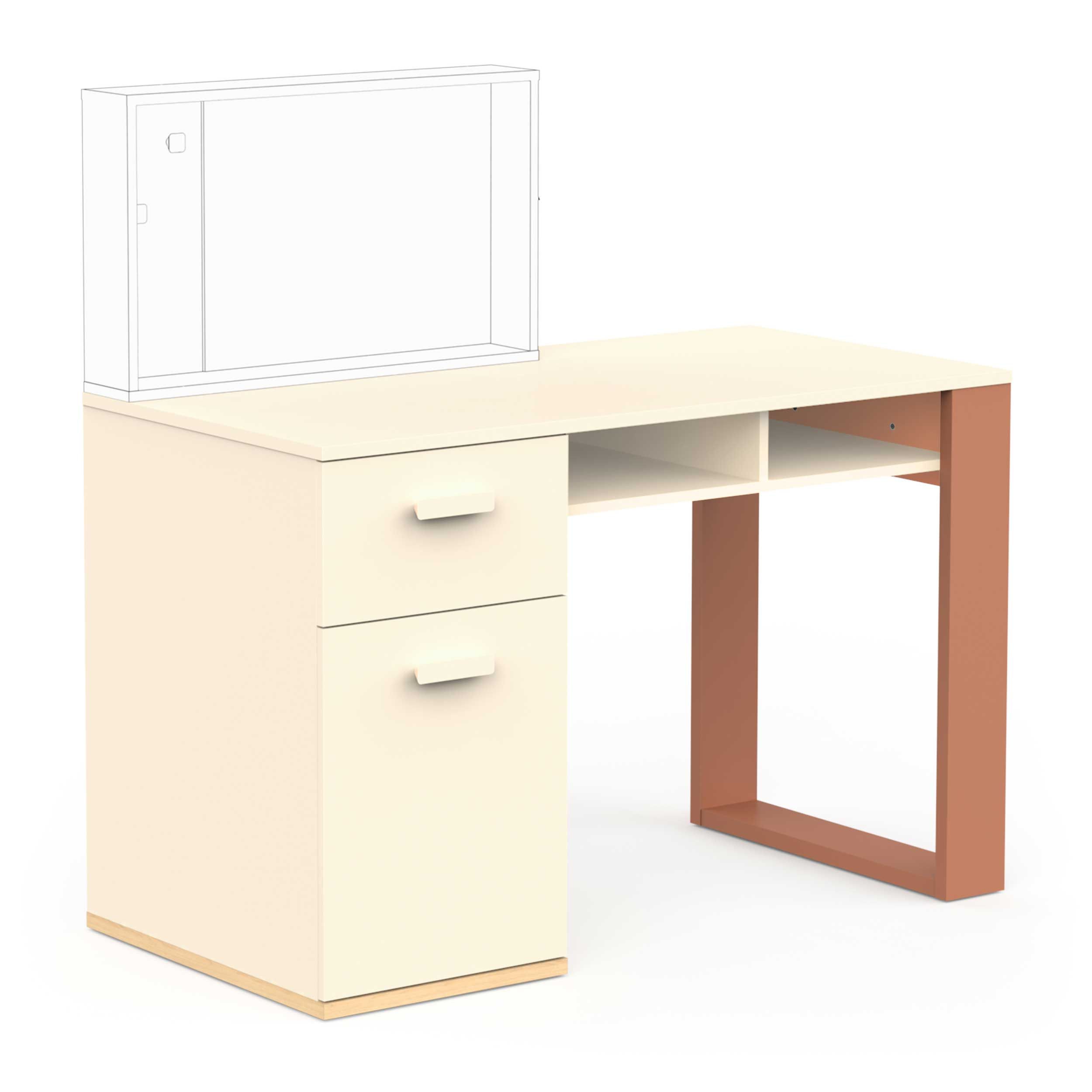 Emob Bureau Camillia - 120x60x76 5cm - Met Opbergruimte - Beige/terracotta