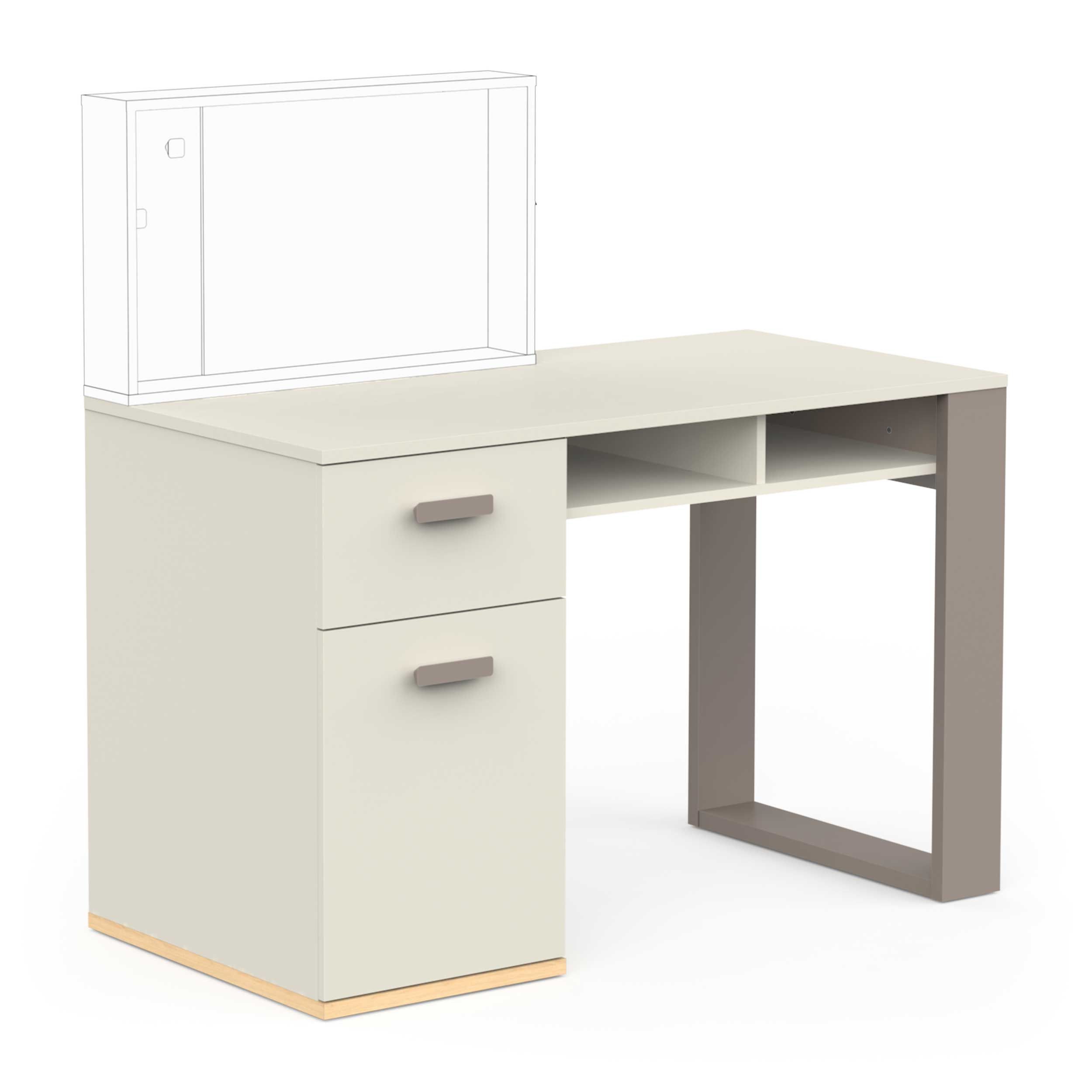 Emob Bureau Camillia - 120x60x76 5cm - Met Opbergruimte - Beige/grijs