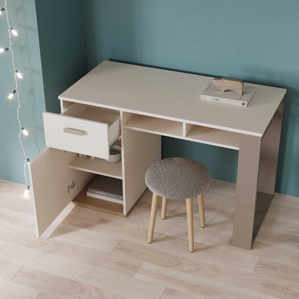 Emob Bureau Camillia - 120x60x76 5cm - Met Opbergruimte - Beige/grijs