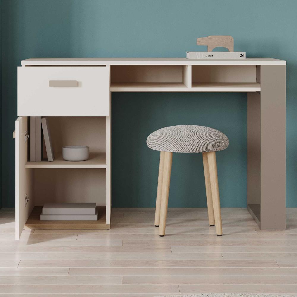 emob Bureau Camillia - 120x60x76 5cm - met opbergruimte - beige/grijs